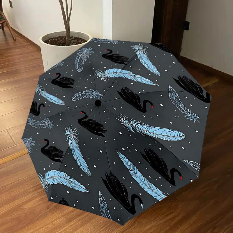 1PC swan feather Automatic Open/Close Umbrella Compact Folding Umbrella with 8-Rib Shaft lightweight esign, Highquality Fabric1205A