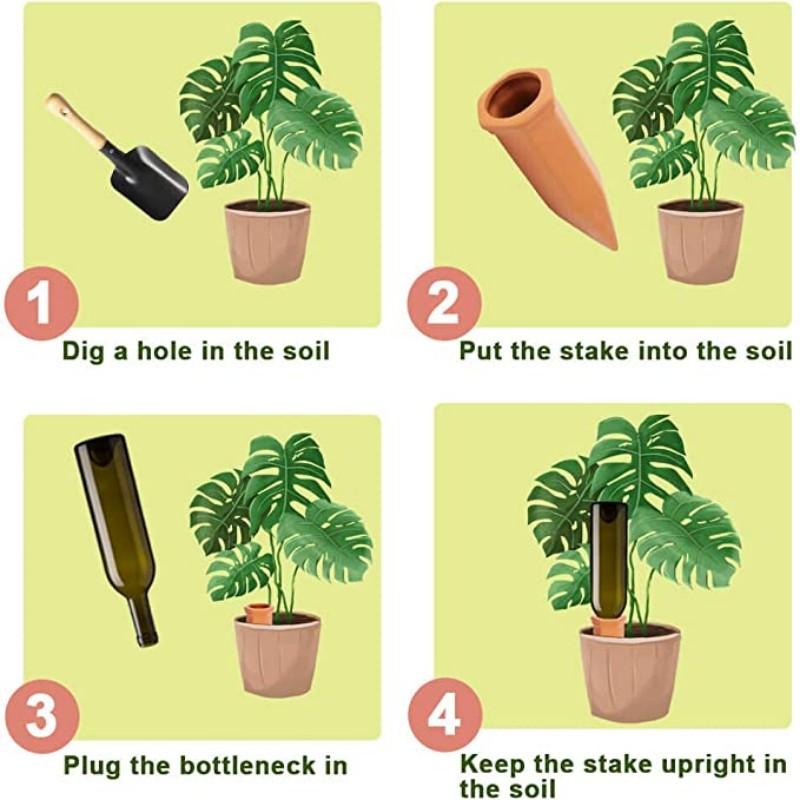 2 Stück Pflanzen Selbstbewässerungsstäbe Terrakotta Automatische Pflanzenbewässerungsgeräte Selbstbewässerungs-Bewässerungssystem Für Innen-Außen