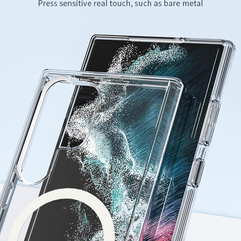 For Samsung Galaxy S24 Ultra Magnetic Case Glitter Hard PC+Soft TPU Phone Back Cover