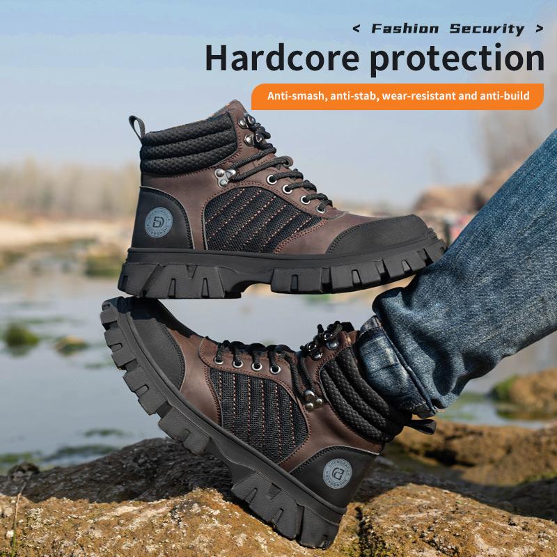 Steel Toe Shoes for Men Indestructible Work Boots Lightweight Safety Shoes Walking Anti-smash Anti-puncture Protective Sneakers