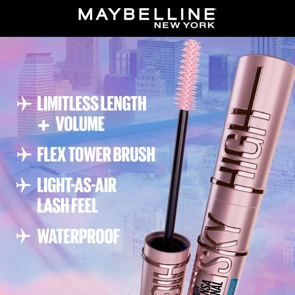 Maybelline New York Lash Sensational Sky High Mascara Black Waterproof Lengthening Volumizing 6 Ml For Fuller Longer Lashes