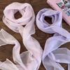 Adjustable Long Silk Scarf Thin Ribbon Neckerchief French Chiffon Silk Scarf  Dress Decoration