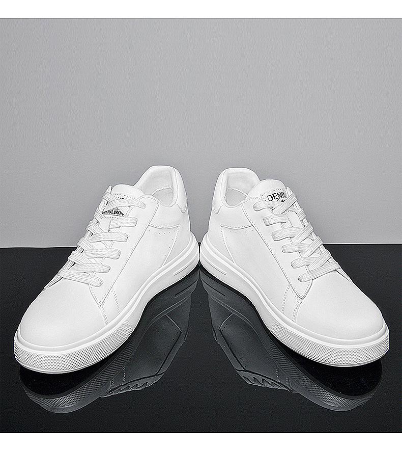 Men's 8CM Invisible Height Boost Sneakers - Trendy, Breathable, White Casual Shoes with Thick Sole