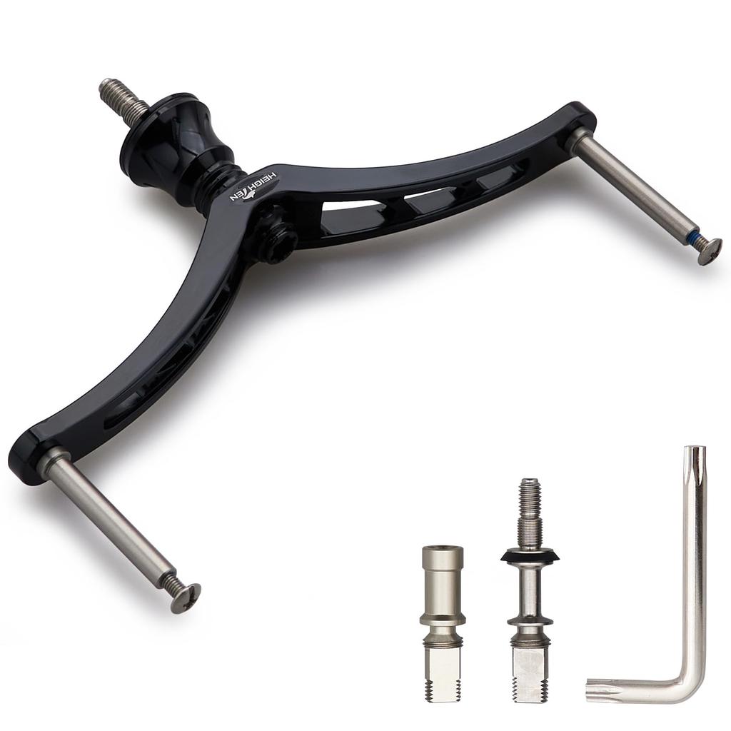 HEIGHTEN Reel Handle for Shimano and Daiwa Universal Spinning Reels 80/92/95/98/110mm (No Knob) (110mm - Black) (242)