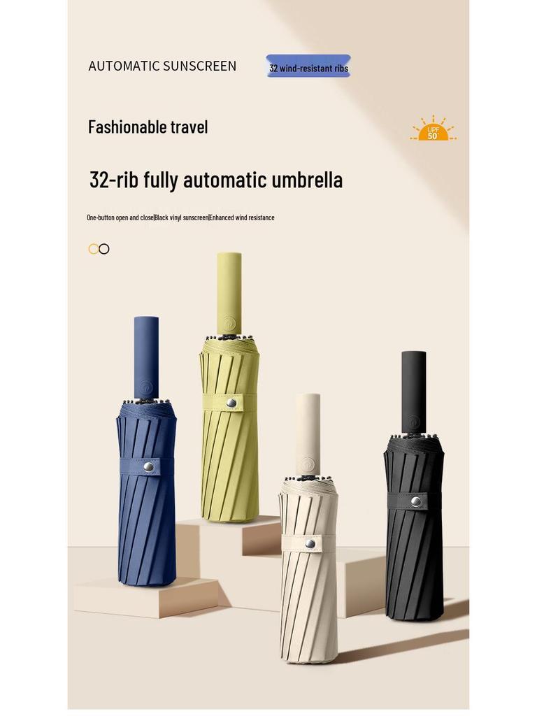 Extra-Large Automatic Folding Umbrella for 3-4 People - Storm-Ready Rain Protection