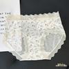 New Floral Ice Silk Girls' Underwear, Mid-Waist Seamless, Cute, Breathable, Hip-Hugging, Thin, Antibacterial Crotch, Pastoral Style