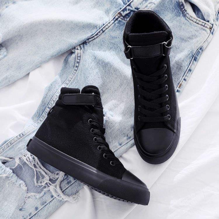 Fleece thickened high-top canvas shoes for women's winter students, Korean version of versatile flat bottom 2025 new thermal cotton shoes for women