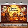 2D planar full moon ghost background fabric. Halloween horror theme, with the slogan "Happy Halloween"zyc