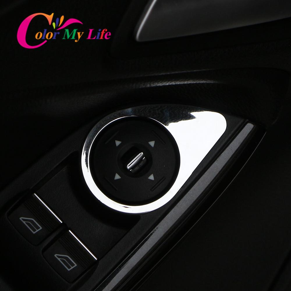 Color My Life ABS Chrome Rearview Mirror Adjustment Knob Panel Cover Trim for Ford Focus 3 4 MK3 MK4 2012 - 2018