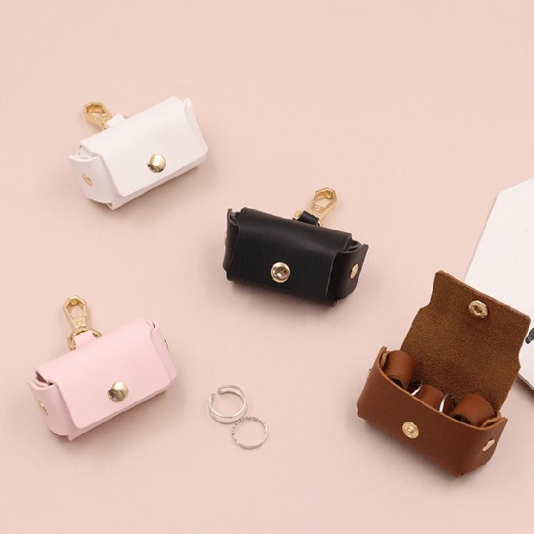 Unique PU Leather Rings Pouches for Proposal Portable Miniature Wedding Band Storage Case with Dog Collar Feature