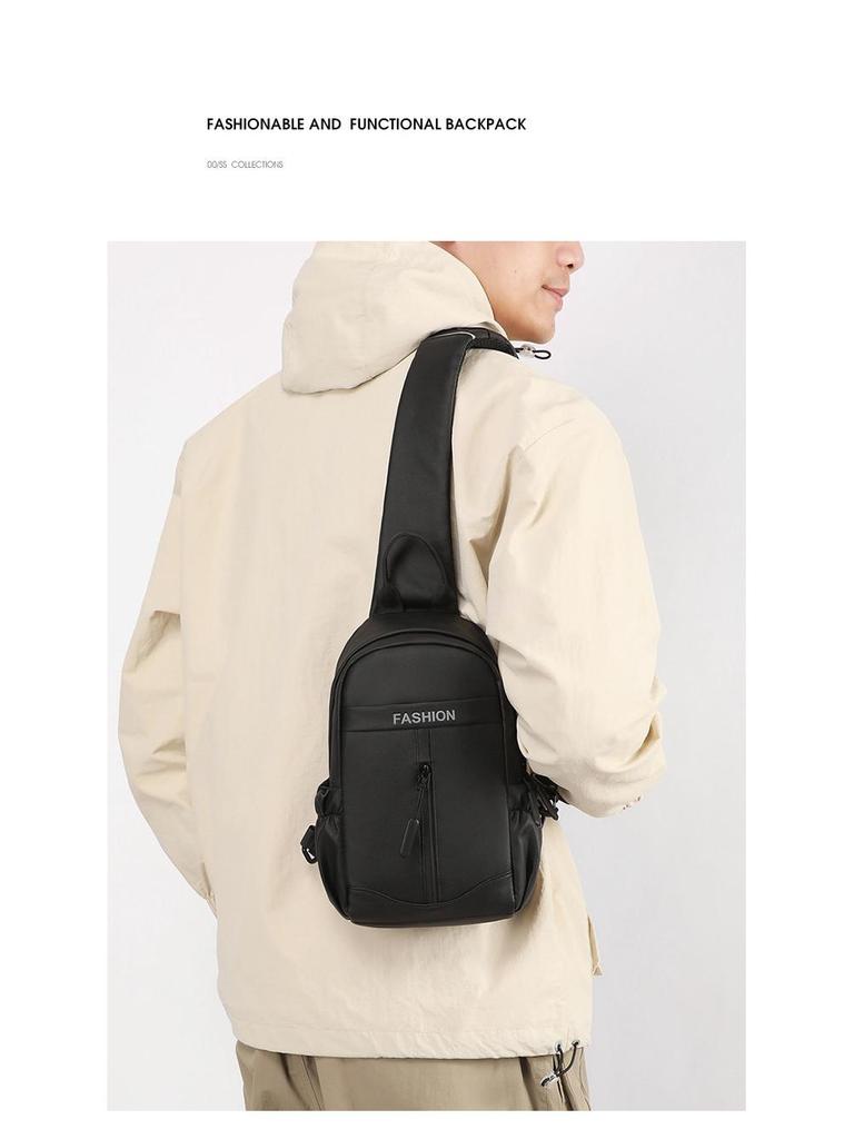 Trendy Men's Multifunctional Water-Repellent Crossbody Chest Bag and Backpack