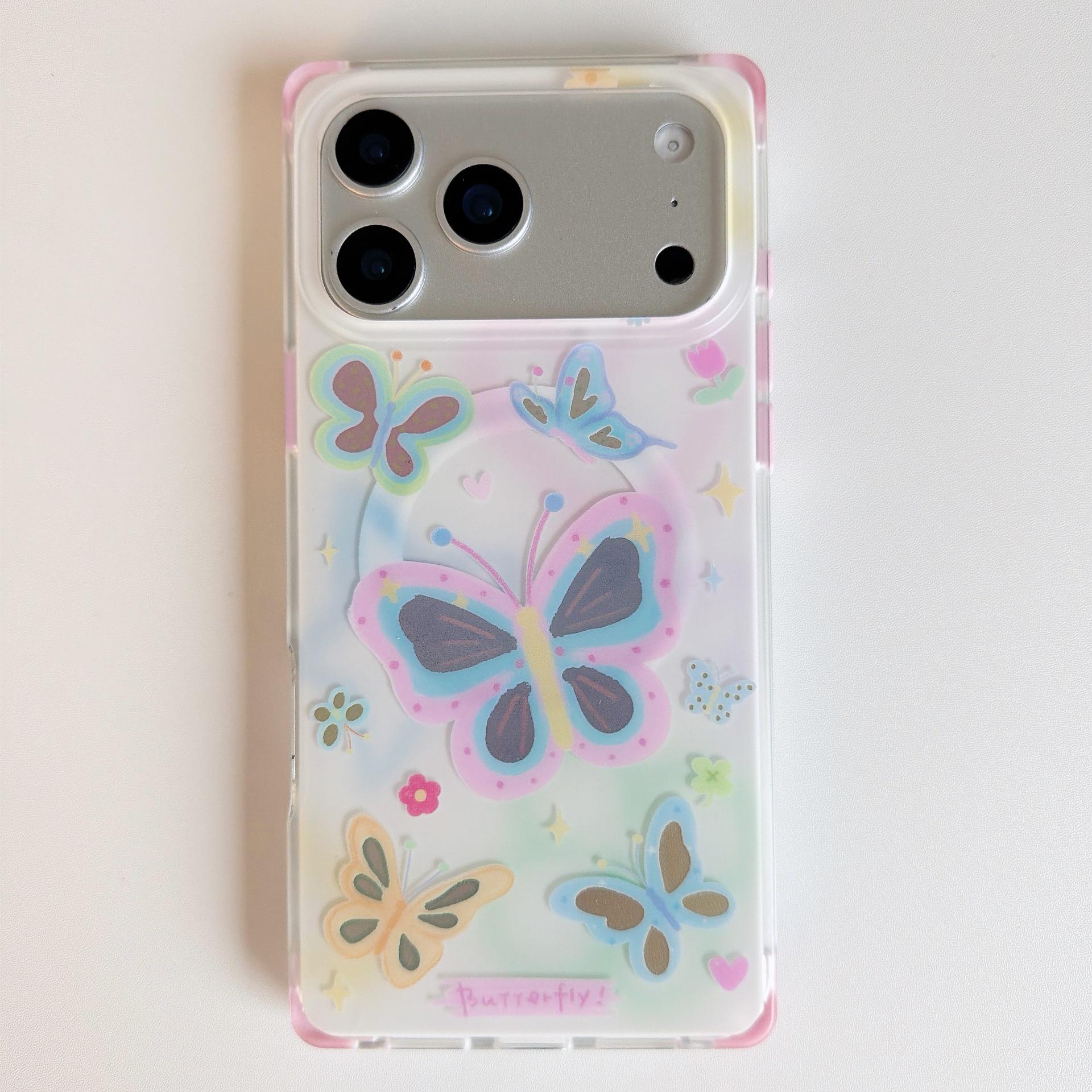Gold Foil Butterfly iPhone 17 Pro Max Drop-proof Case with Stand iPhone 16 Pro