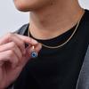 Lässige Böse Blaue Augen Halsketten für Männer Jungen,Runder Anhänger aus Edelstahl,Ethnische Türkische Amulett Geschenke Schmuck