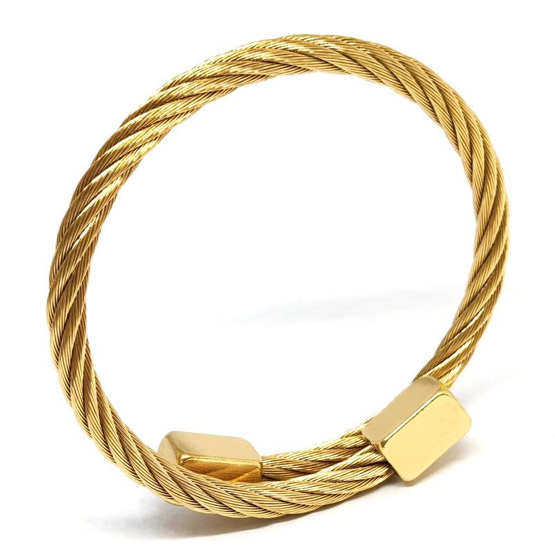 Men's European & American Style Stainless Steel Bracelet: Silver, Gold, Rose, Black Punk Braided with Square & Round Heads