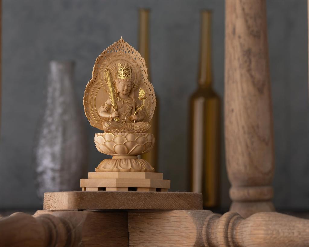 Miniature Buddha Kokuzo Bosatsu 11cm Buddha Wood Ornament Kokuzo Bosatsu (wood Boxwood, Gold-dust Finish) - Statue, Figure, Carving, (GSB
