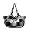 Spring And Summer Morning Eight People Go To Work, Black And White Striped Tote Bag, Large Capacity Shoulder Stacked Shopping Bag, Tote Bag
