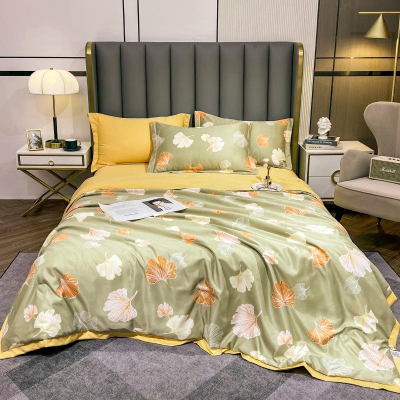 Piumone Estivo Sottile 4 pezzi Tessili per la Casa Lusso Leggero Coperta Estiva Fresca Taglia Queen Piumone per Aria Condizionata Set Lenzuolo Federe