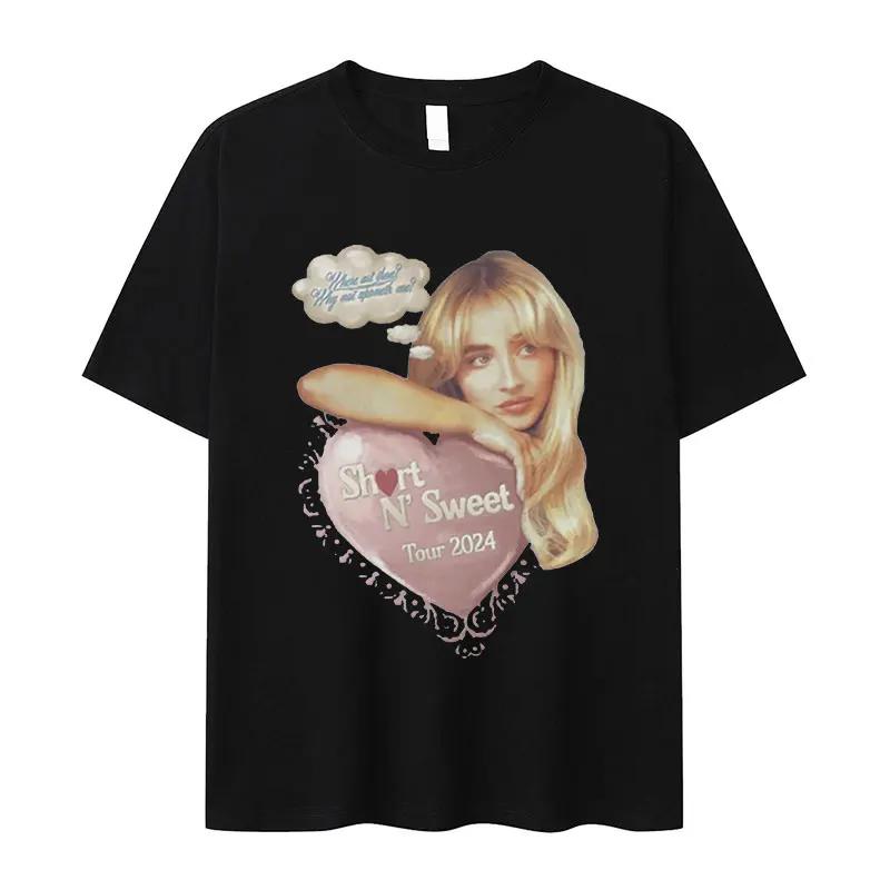 90s Sabrina Carpenter Music Tour Graphic T Shirts Unisex Women Retro High Quality Fashion T-shirt 100% Cotton Oversized Tshirt