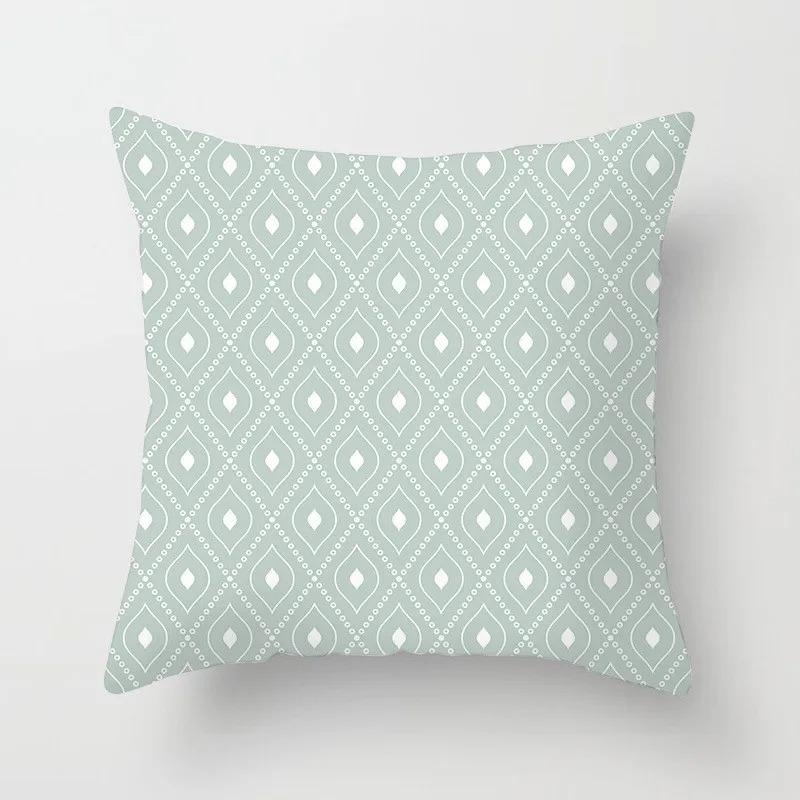 Mint Green Series Cushion Cover Home Living Room Sofa Decoration Geometric Print Pattern Square Pillowcase Bedroom Room