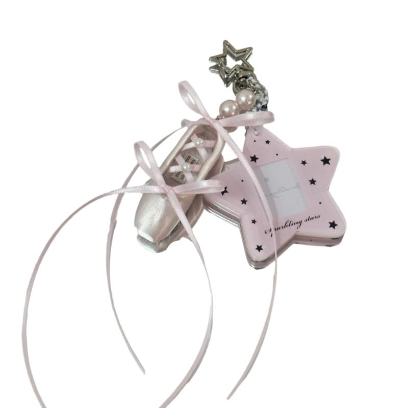 Elegant Ballet Shoe Keychain Handmade Dance Gift For Ballet Lovers With Pearls And Satins Finish for Bag Purses Backpack