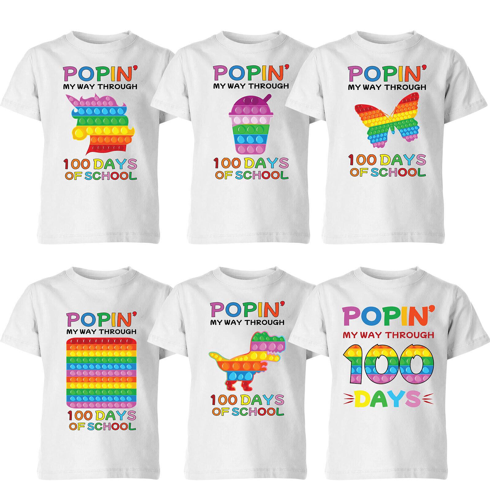 Poppin My Way Through 100 Days Funny 100th Day Of School Kid T Shirt Mens Womens Tees Top 2XL