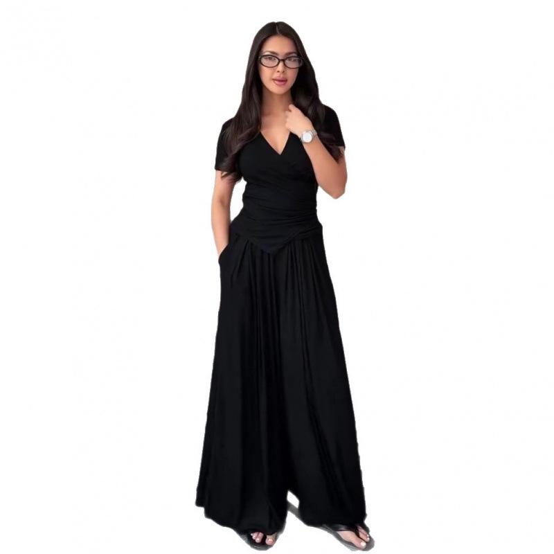 Conjunto Elegante de Dos Piezas con Escote en V para Mujer 2025 – Versátil, Cómodo, Adelgazante Moda de Verano