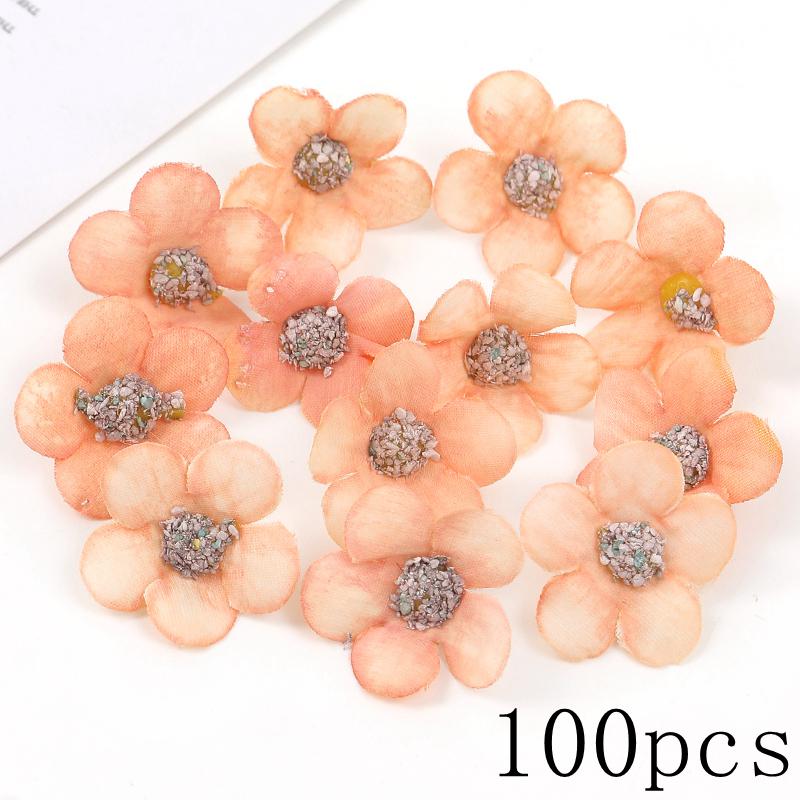 Orange Series Silk Artificial Flowers for DIY Headdress, Clothing Accessories, and Decorative Straw Hat Embellishments.