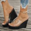 Size 43 Women's Sandals 2025 Summer Fashion Platform Sandals Waterproof Platform Sexy Transparent Heel Women's Slippers