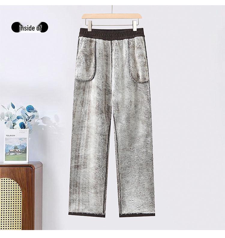 Warm Cotton Straight-Leg Trousers for Middle-Aged & Elderly Women: New Grandma Style, Ideal for Autumn & Winter