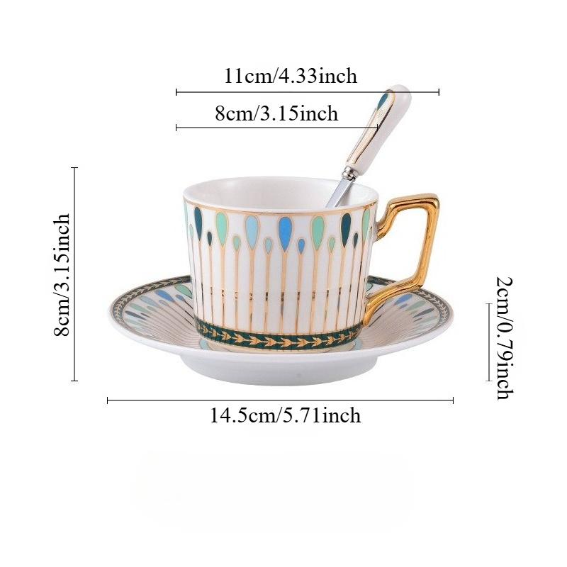 European Style Gilded Ceramic Coffee Cup with Dish Office Light Luxury Ceramic Mug Afternoon Tea Cups Household Drinkware