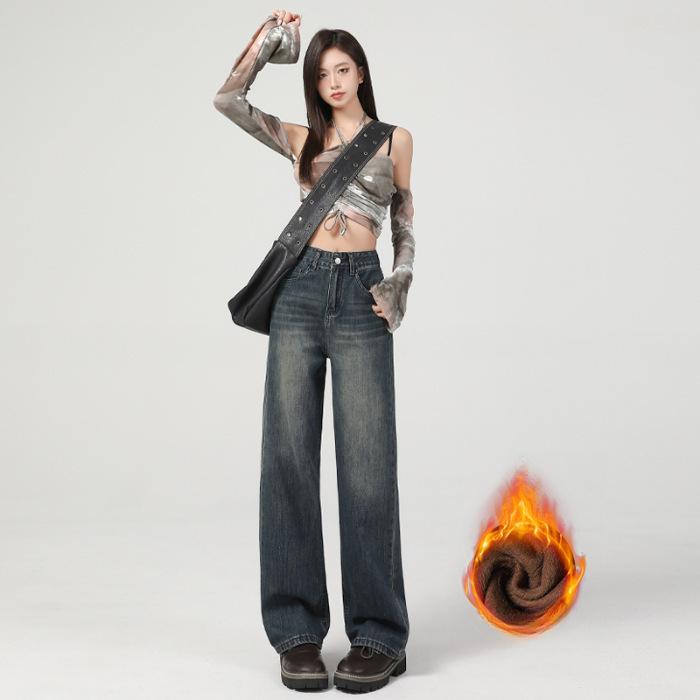 Straight Trousers for Women In Autumn and Winter Straight Jeans for Women In Autumn and Winter Narrow Wide-leg Trousers for Women In Autumn