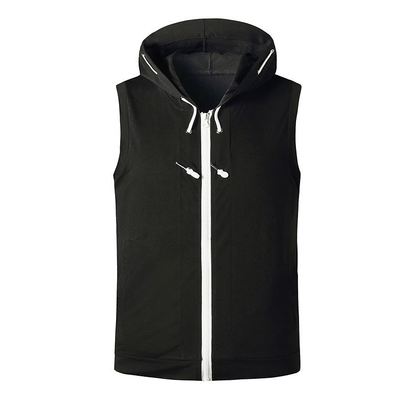 Men's Summer 2021 Fitness Hooded Vest - Casual Sleeveless T-shirt for Europe & America