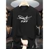 T-shirt da uomo a tema aviazione con stampa di aeroplano 737 - Maglietta casual traspirante con scollo rotondo adatta per l'uso quotidiano, lavabile in lavatrice, vestibilità regolare