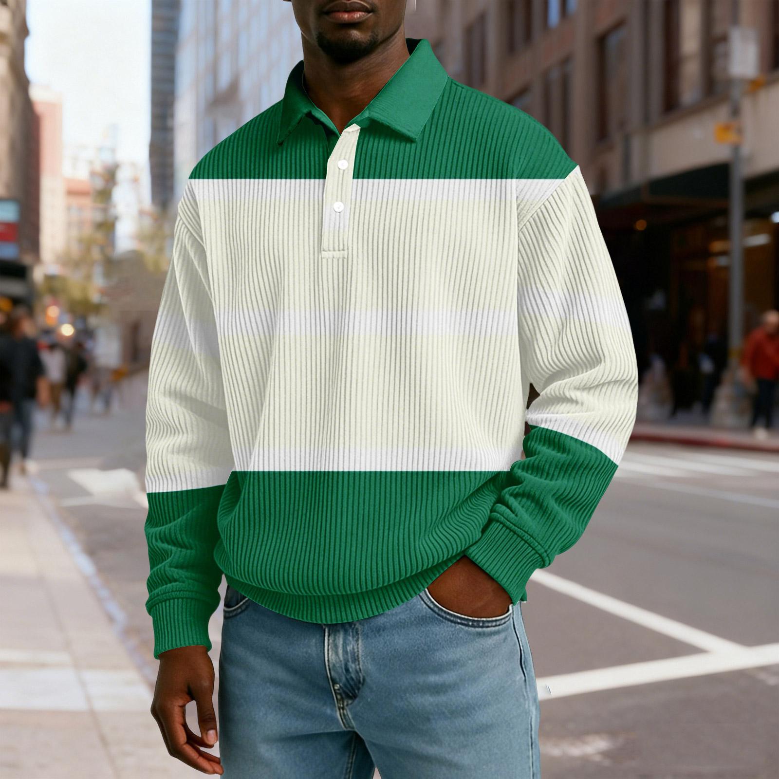 

Чоловіча повсякденна сорочка вільного крою на ґудзиках, з коміром на ґудзиках та довгими рукавами M зелений