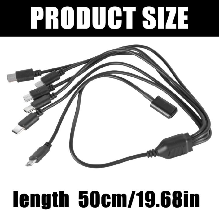 6 in 1 Charging Accessory USB C Splitter Adapter Cable Cord with Multiple Output Charging Up to 6 Devices Simultaneously