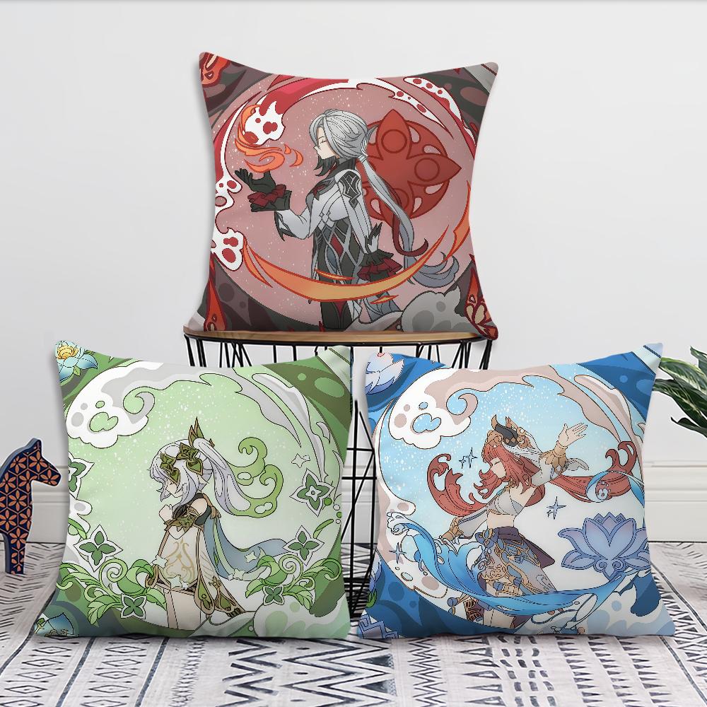 Game Genshin Impact girl a cushion cover Pillow Cover Decoration Room Home Sofa living Office Car Nordic Simplicity
