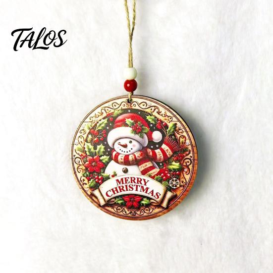 Wood Seasonal Ornaments Wooden Christmas Hanging Decoration, Rustic Santa Claus Snowman Gnome Red Truck Decorations Ornament, Window Wall Decor