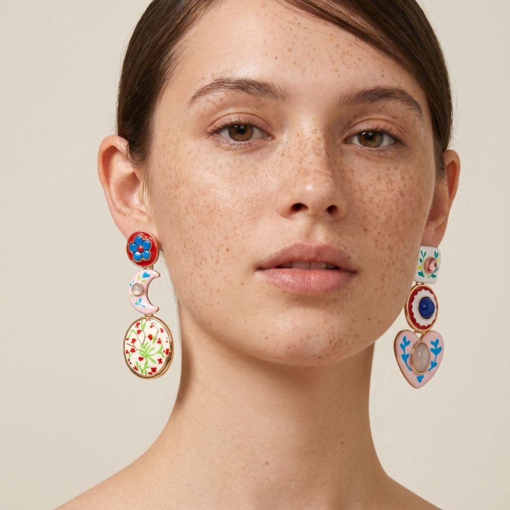 Flower Geometric Stud Earrings Charm Bohemian Dangle Earring Holiday