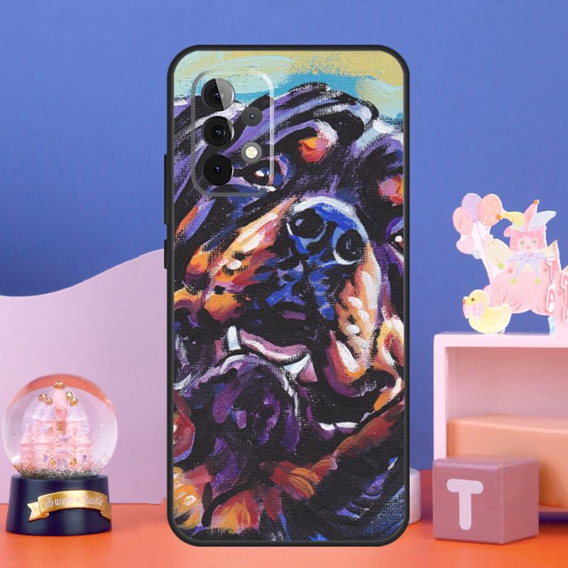 Cartoon Rottweiler Dog Case For Samsung Galaxy A54 A34 A14 A15 A35 A55 A16 A26 A36 A56 A52 A12 A32 A13 A33 A53 A17