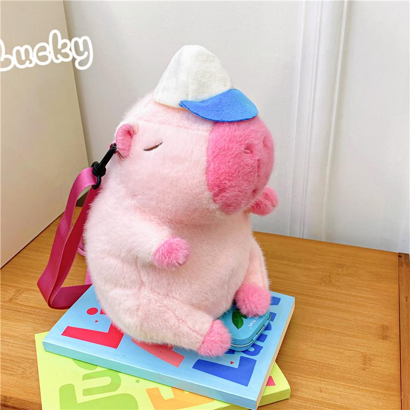 Baseball Backpack Capybara Cute Cartoon Stuffed Doll Backpack Soft Guinea Pig