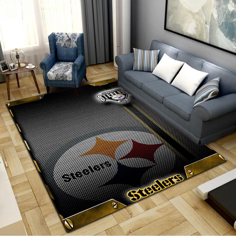 Kobercový koberec Pittsburgh Steelers pro obývací pokoj, ložnici, domov, dekorace pohovky, dětský hrací protiskluzový podlahový koberec