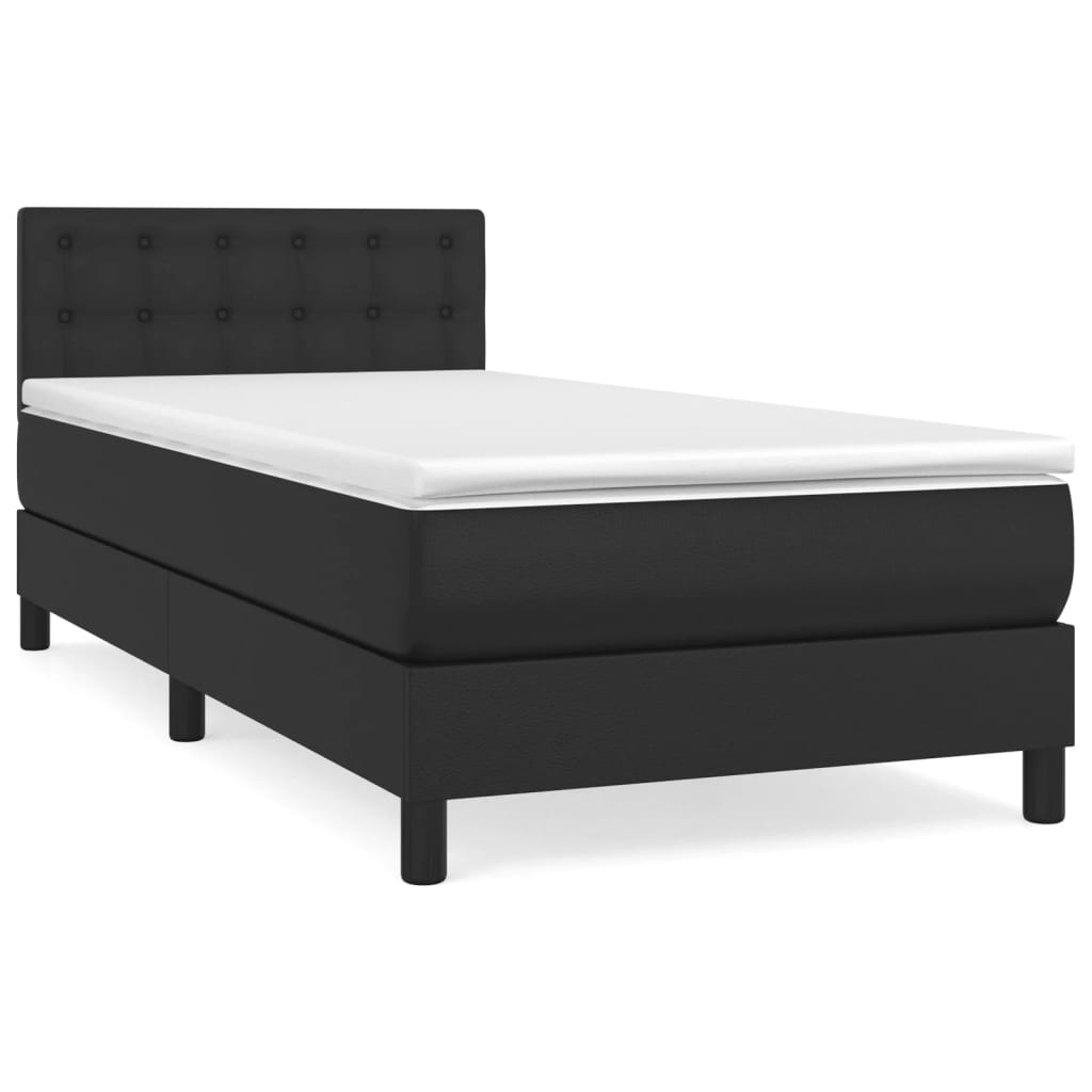 Vidaxl Continental Bed With Mattress, Black, Faux Leather 90X200 Cm