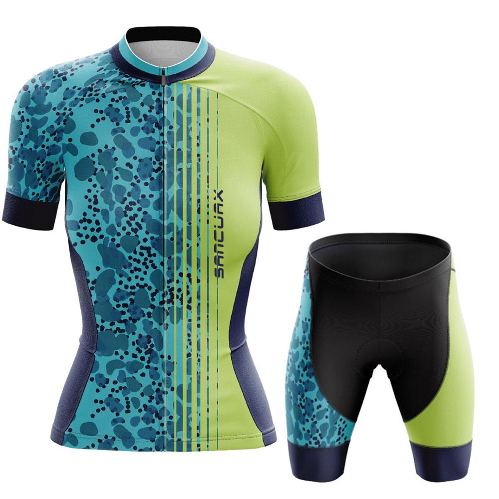 

New Women s Cycling Clothing Summer Short Sleeves Cycling Jersey Set Breathable Mountain Bike Cycling Wear Anti-UV Bike Uniform 4XL