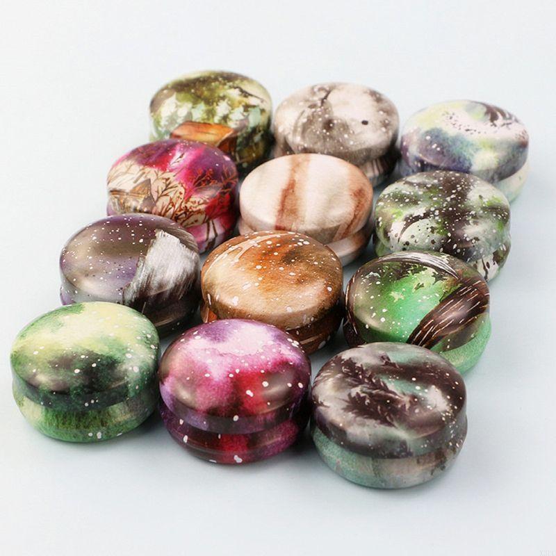 Round Tinplate Storage Box with Lid Spice Herb Powder Cosmetic for Case for Chinese Tradition Grinding Herb Powder X3UC