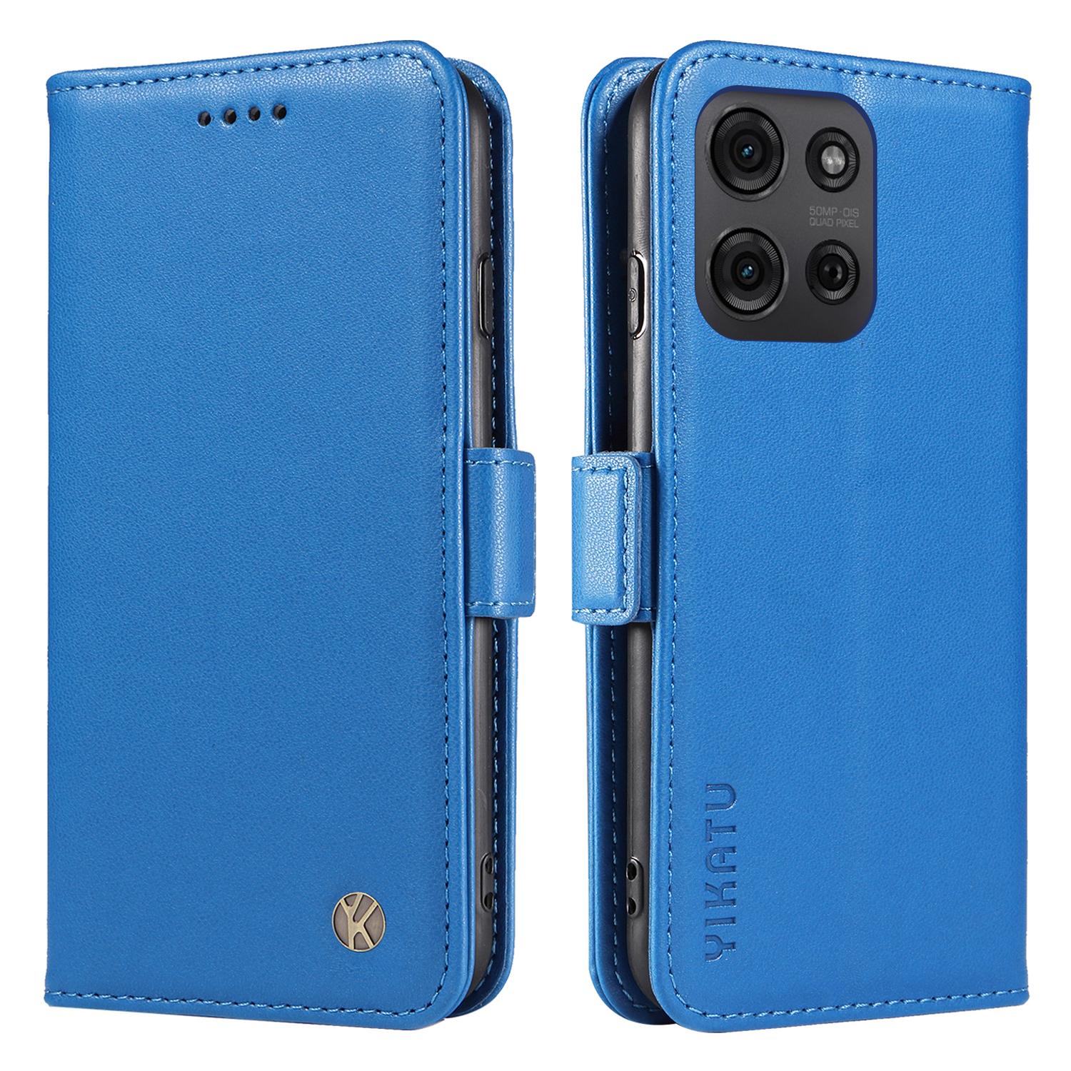 

YIKATU YK-003 For Motorola Moto G75 5G Case Wallet Stand Leather Phone Cover Side Buckle Sky Blue