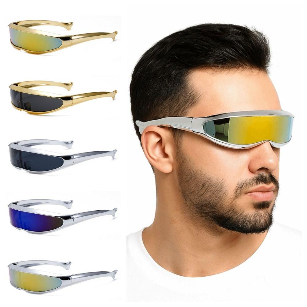 Futuristic Women Eyeglass One-piece Mirror Y2K Shades Simple Steampunk Sunglasses Women