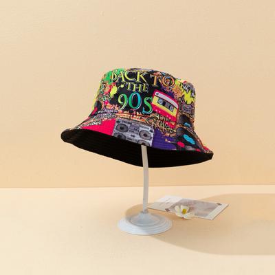 Classic Retro Nostalgia 90S Double-sided Fisherman Hat Fashion Basin Hat Outdoor Riding Fishing Visor