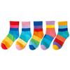 Pack of 5 Pair Colorful Stripes Girls Socks Children's Combed Cotton Socks Comfortable Daily Wear In Tube Socks