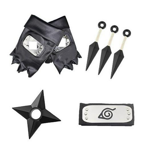 Available: Kakashi Mask, Naruto Kunai & Shuriken, Konoha Headband Set