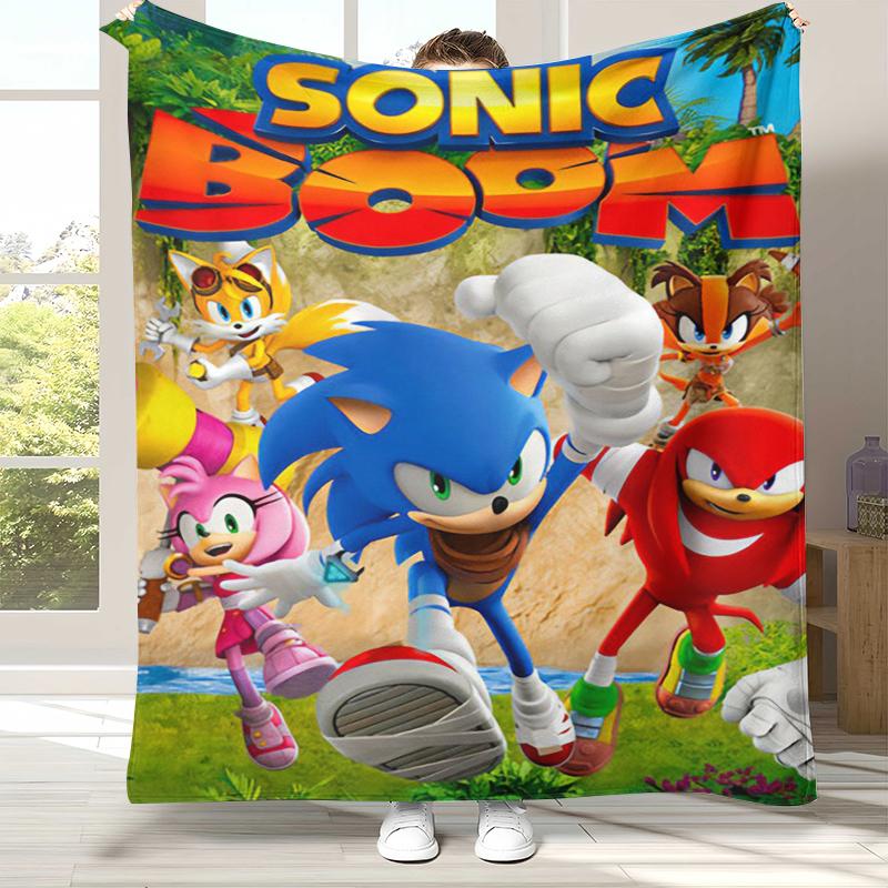

Ретро Мультяшное Игровое Фланелевое Одеяло S-Sonic, Ультра Мягкое Теплое Плюшевое Покрывало для Дома, Спальни, Кровати, Дивана, Походного Пикника, Подарок 75x90cm